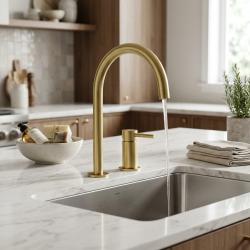 Pure.Sink Luxion Grifo de cocina dorado de 2 orificios con caño redondo PLX2HR-60